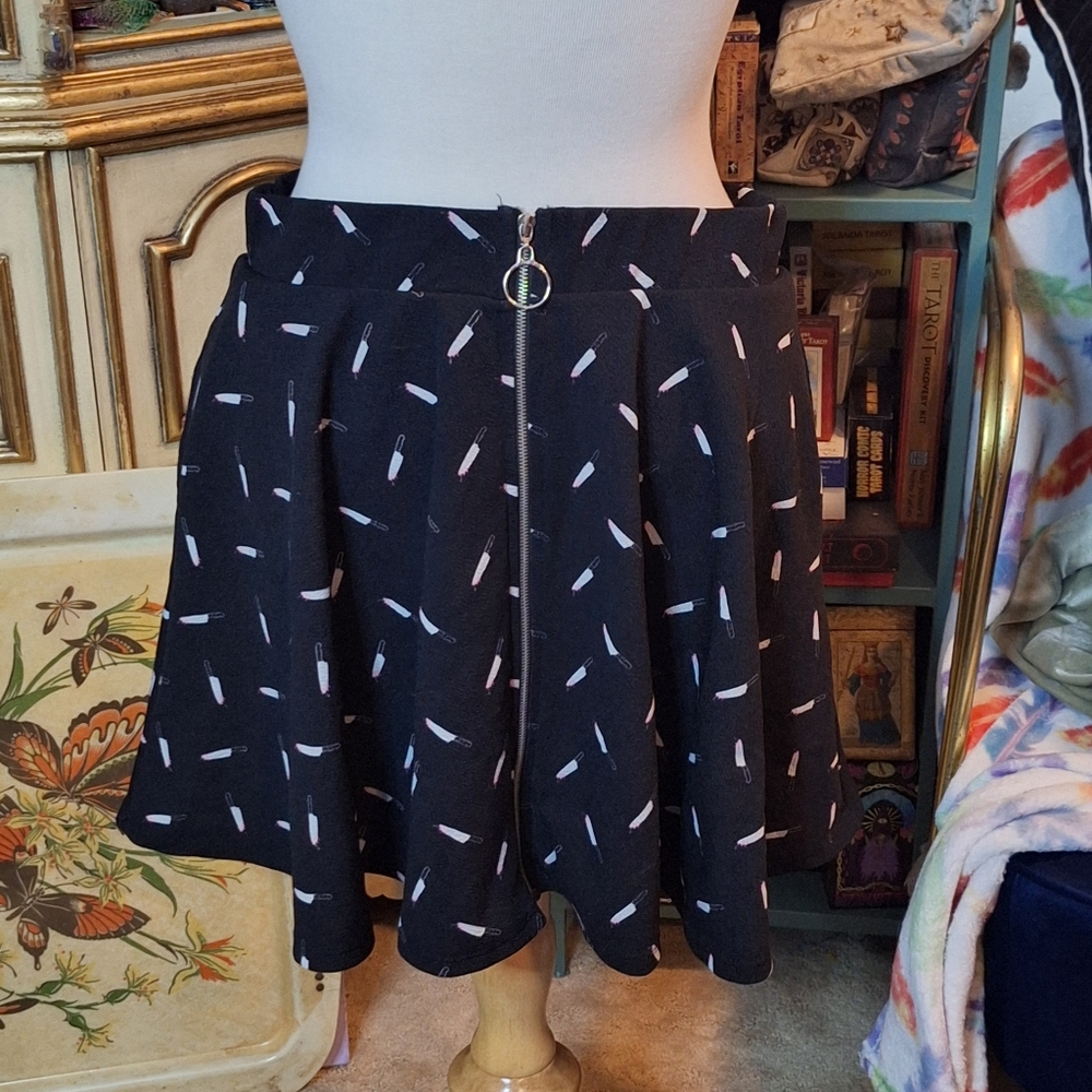 Hot Topic Midnight Hour Black and White Mini Skirt